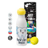 Tennis ball Metal mug thermos White, double wall, 550ml
