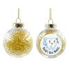 Transparent Christmas tree ball ornament with gold filling 8cm