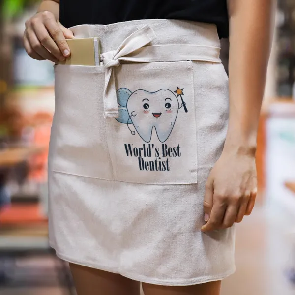 World's Best Dentist — Ποδιά Μέσης με διπλή τσέπη Barista/Bartender, Beige