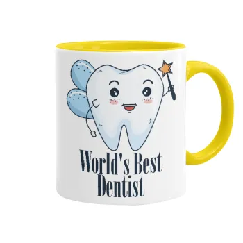 World's Best Dentist, Mug colored yellow, ceramic, 330ml