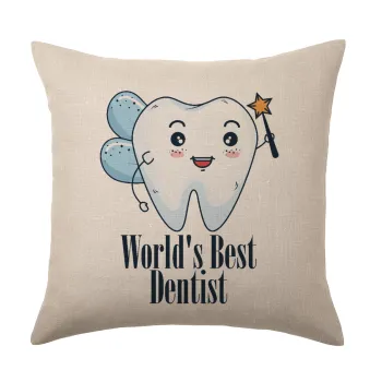 World's Best Dentist, Μαξιλάρι καναπέ ΛΙΝΟ 40x40cm περιέχεται το  γέμισμα