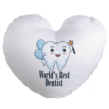 World's Best Dentist, Μαξιλάρι καναπέ καρδιά 40x40cm περιέχεται το  γέμισμα