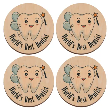 World's Best Dentist, ΣΕΤ x4 Σουβέρ ξύλινα στρογγυλά plywood (9cm)