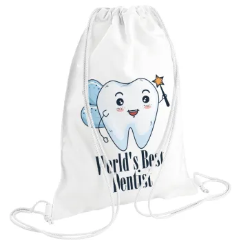 World's Best Dentist, Backpack pouch GYMBAG white (28x40cm)