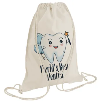 World's Best Dentist, Backpack bag GYMBAG natural (28x40cm)