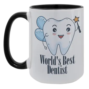 World's Best Dentist, Κούπα Mega 15oz, κεραμική Μαύρη, 450ml