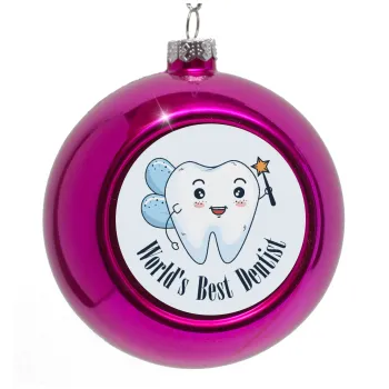 World's Best Dentist, Purple Christmas tree ornament bauble 8cm