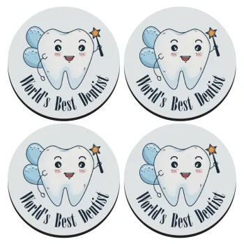 World's Best Dentist, ΣΕΤ 4 Σουβέρ ξύλινα στρογγυλά (9cm)