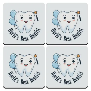 World's Best Dentist, ΣΕΤ 4 Σουβέρ ξύλινα τετράγωνα (9cm)