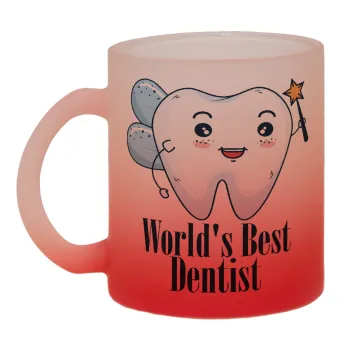 World's Best Dentist, Κούπα γυάλινη δίχρωμη με βάση το κόκκινο ματ, 330ml