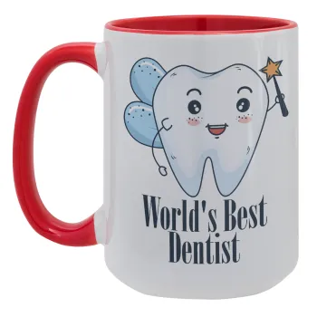 World's Best Dentist, Κούπα Mega 15oz, κεραμική Κόκκινη, 450ml