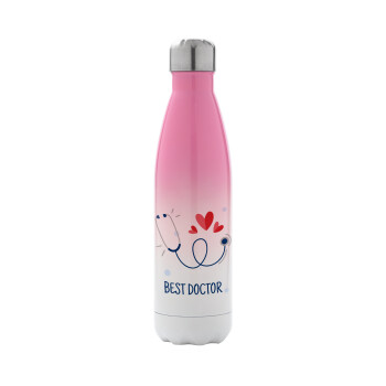 Best Doctor, Metal mug thermos Pink/White (Stainless steel), double wall, 500ml