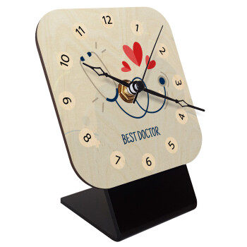 Best Doctor, Quartz Table clock in natural wood (10cm)