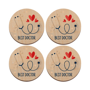 Best Doctor, ΣΕΤ x4 Σουβέρ ξύλινα στρογγυλά plywood (9cm)