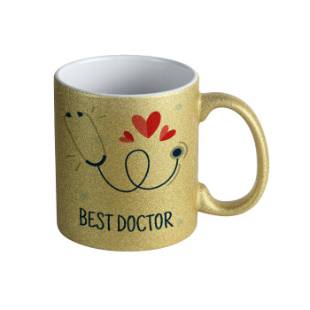 Best Doctor, Κούπα Χρυσή Glitter που γυαλίζει, κεραμική, 330ml