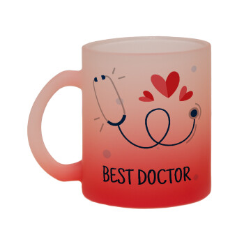 Best Doctor, Κούπα γυάλινη δίχρωμη με βάση το κόκκινο ματ, 330ml