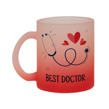 Best Doctor, Κούπα γυάλινη δίχρωμη με βάση το κόκκινο ματ, 330ml