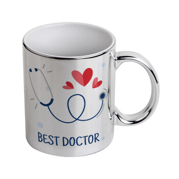 Best Doctor, Κούπα κεραμική, ασημένια καθρέπτης, 330ml