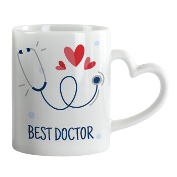 Best Doctor, Κούπα καρδιά χερούλι λευκή, κεραμική, 330ml
