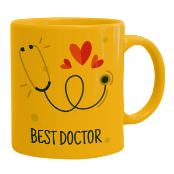 Best Doctor, Ceramic coffee mug yellow, 330ml (1pcs)