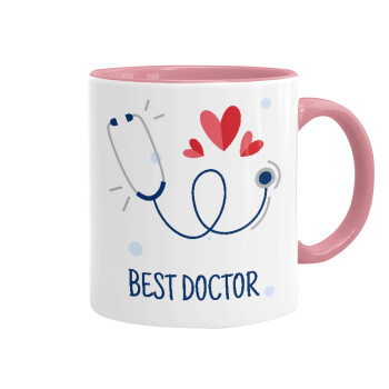 Best Doctor, Κούπα χρωματιστή ροζ, κεραμική, 330ml