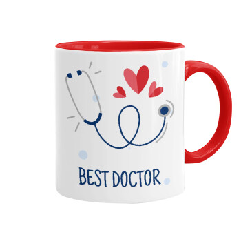 Best Doctor, Κούπα χρωματιστή κόκκινη, κεραμική, 330ml