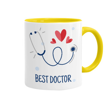 Best Doctor, Κούπα χρωματιστή κίτρινη, κεραμική, 330ml