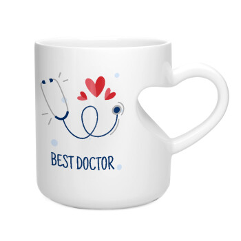 Best Doctor, Κούπα καρδιά λευκή, κεραμική, 330ml