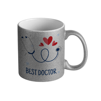 Best Doctor, Κούπα Ασημένια Glitter που γυαλίζει, κεραμική, 330ml