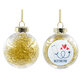 Best Doctor, Transparent Christmas tree ball ornament with gold filling 8cm