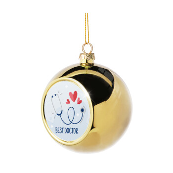Best Doctor, Golden Christmas tree ball ornament 8cm