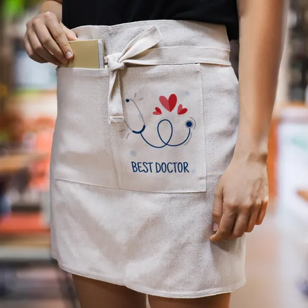 Best Doctor — Ποδιά Μέσης με διπλή τσέπη Barista/Bartender, Beige