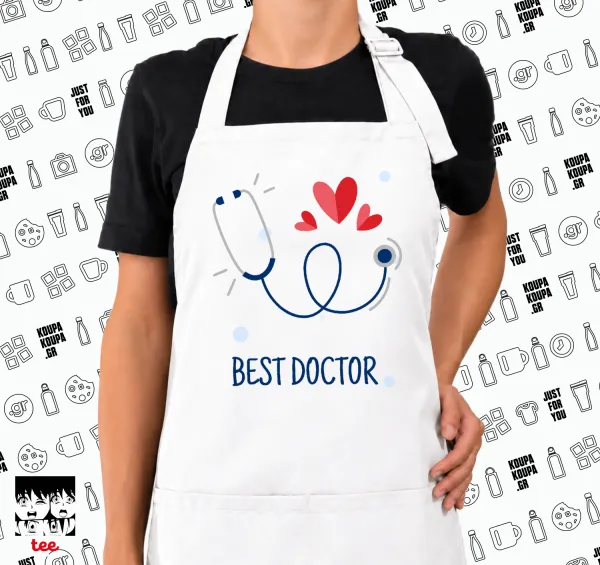 Best Doctor — Λευκή Ποδιά μαγειρικής Σεφ με τσέπες (ΕΝΗΛΙΚΩΝ, ΛΕΥΚΗ)