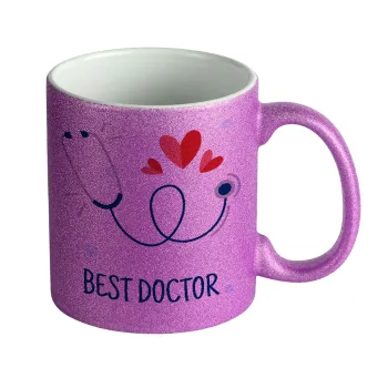 Best Doctor, Κούπα Μωβ Glitter που γυαλίζει, κεραμική, 330ml