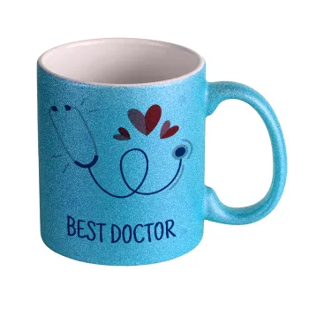 Best Doctor, Κούπα Σιέλ Glitter που γυαλίζει, κεραμική, 330ml