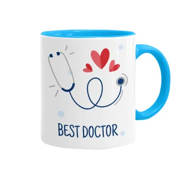 Best Doctor, Κούπα χρωματιστή γαλάζια, κεραμική, 330ml
