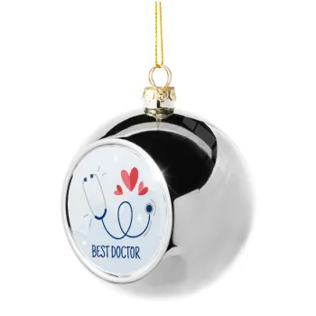 Best Doctor, Silver 8cm Christmas tree ball ornament