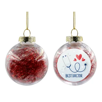 Best Doctor, Transparent Christmas tree ball ornament with red filling 8cm