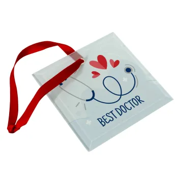 Best Doctor, Christmas ornament, glass square ornament 9x9cm