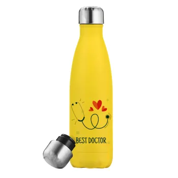 Best Doctor, Yellow Stainless Steel Metallic Thermos, double-walled, 500ml