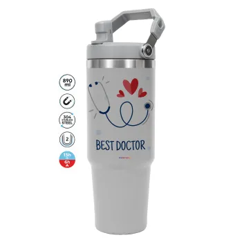 Best Doctor, GREY color, 890ml (30oz) stainless Steel Tumbler with Handle