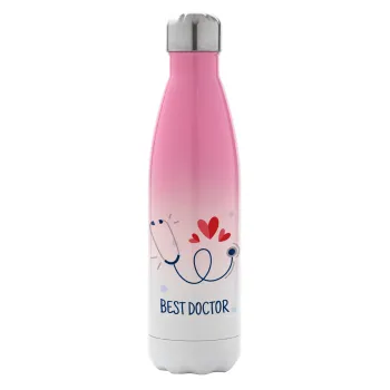 Best Doctor, Metal mug thermos Pink/White (Stainless steel), double wall, 500ml