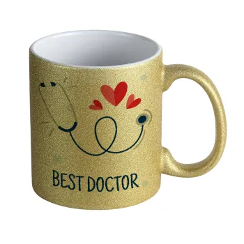 Best Doctor, Κούπα Χρυσή Glitter που γυαλίζει, κεραμική, 330ml