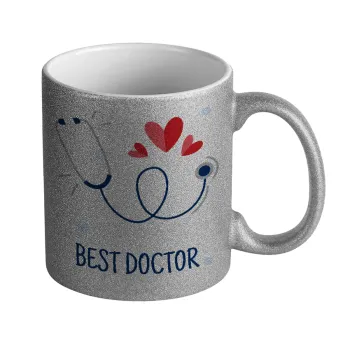 Best Doctor, Κούπα Ασημένια Glitter που γυαλίζει, κεραμική, 330ml