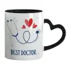 Mug heart black handle, ceramic, 330ml
