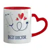 Mug heart red handle, ceramic, 330ml