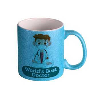 World's Best Doctor, Κούπα Σιέλ Glitter που γυαλίζει, κεραμική, 330ml