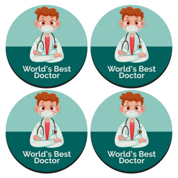 World's Best Doctor, ΣΕΤ 4 Σουβέρ ξύλινα στρογγυλά (9cm)