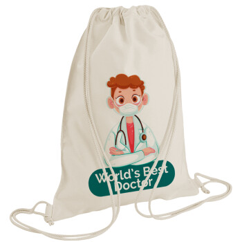 World's Best Doctor, Backpack bag GYMBAG natural (28x40cm)