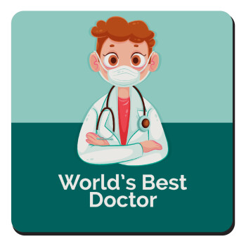 World's Best Doctor, Τετράγωνο μαγνητάκι ξύλινο 9x9cm